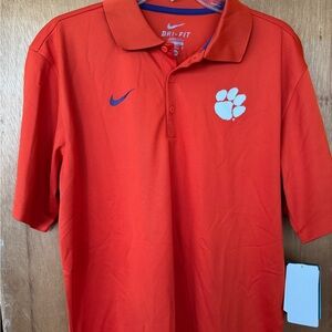 Nike Orange Dri-FIT Polo with White Clemson Paw Logo